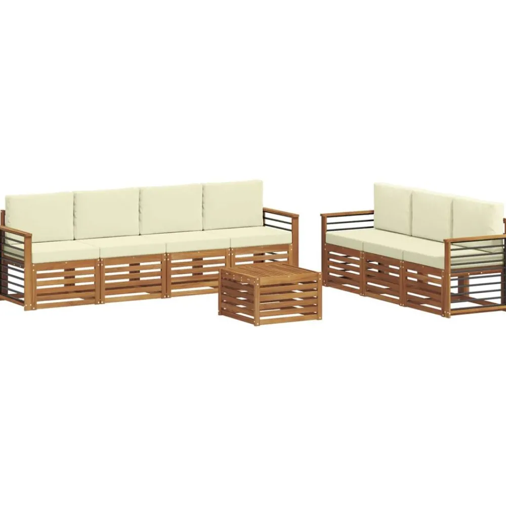 vidaXL Ensembles de canapés avec coussin 8 pcs Naturel et Crème