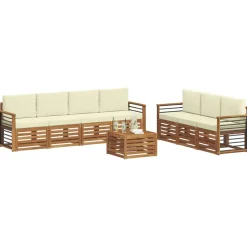 vidaXL Ensembles de canapés avec coussin 8 pcs Naturel et Crème
