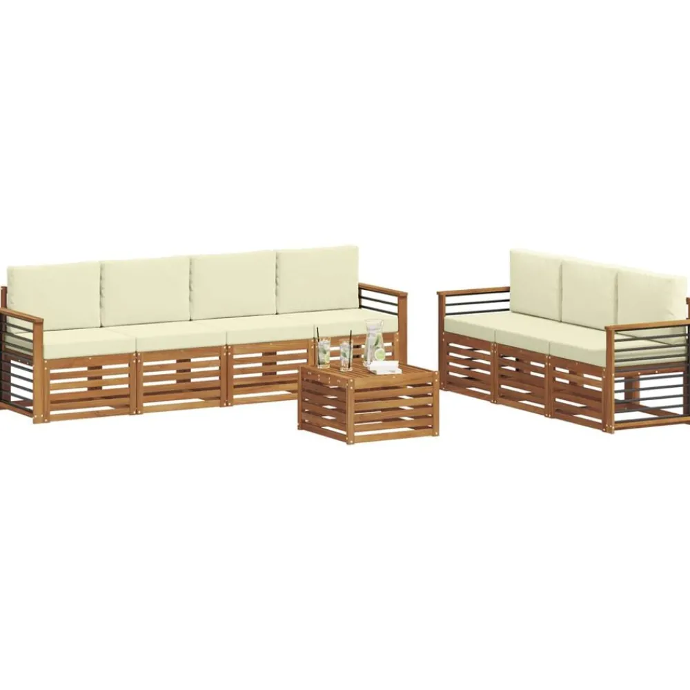 vidaXL Ensembles de canapés avec coussin 8 pcs Naturel et Crème