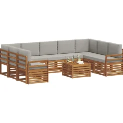 Ensembles De Meubles-vidaXL Ensembles de canapés avec coussin 10 pcs Gris Naturel et Clair Gris clair et naturel