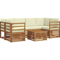 Ensembles De Meubles-vidaXL Ensembles de canapés avec coussin 7 pcs Naturel et Crème Naturel et cr&egrave;me