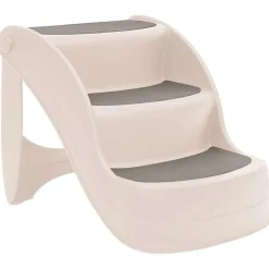 Articles Pour Animaux De Compagnie-vidaXL Escalier pliable 3 marches pour chien Crème 50x38x38 cm Crème