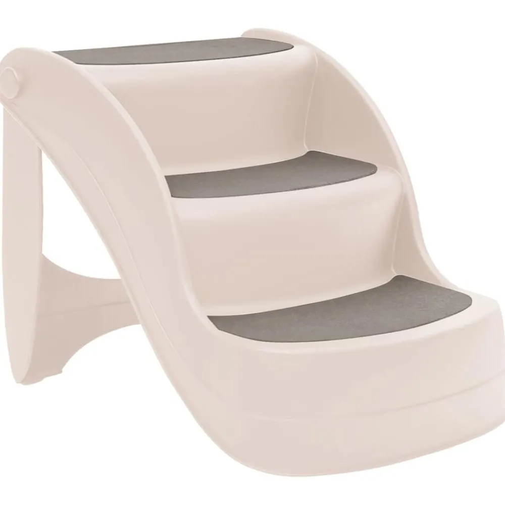 Articles Pour Animaux De Compagnie-vidaXL Escalier pliable 3 marches pour chien Crème 50x38x38 cm Crème