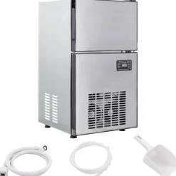 vidaXL Fabricant de cubes de glace avec porte Argenté 43 x 40 x 71 cm