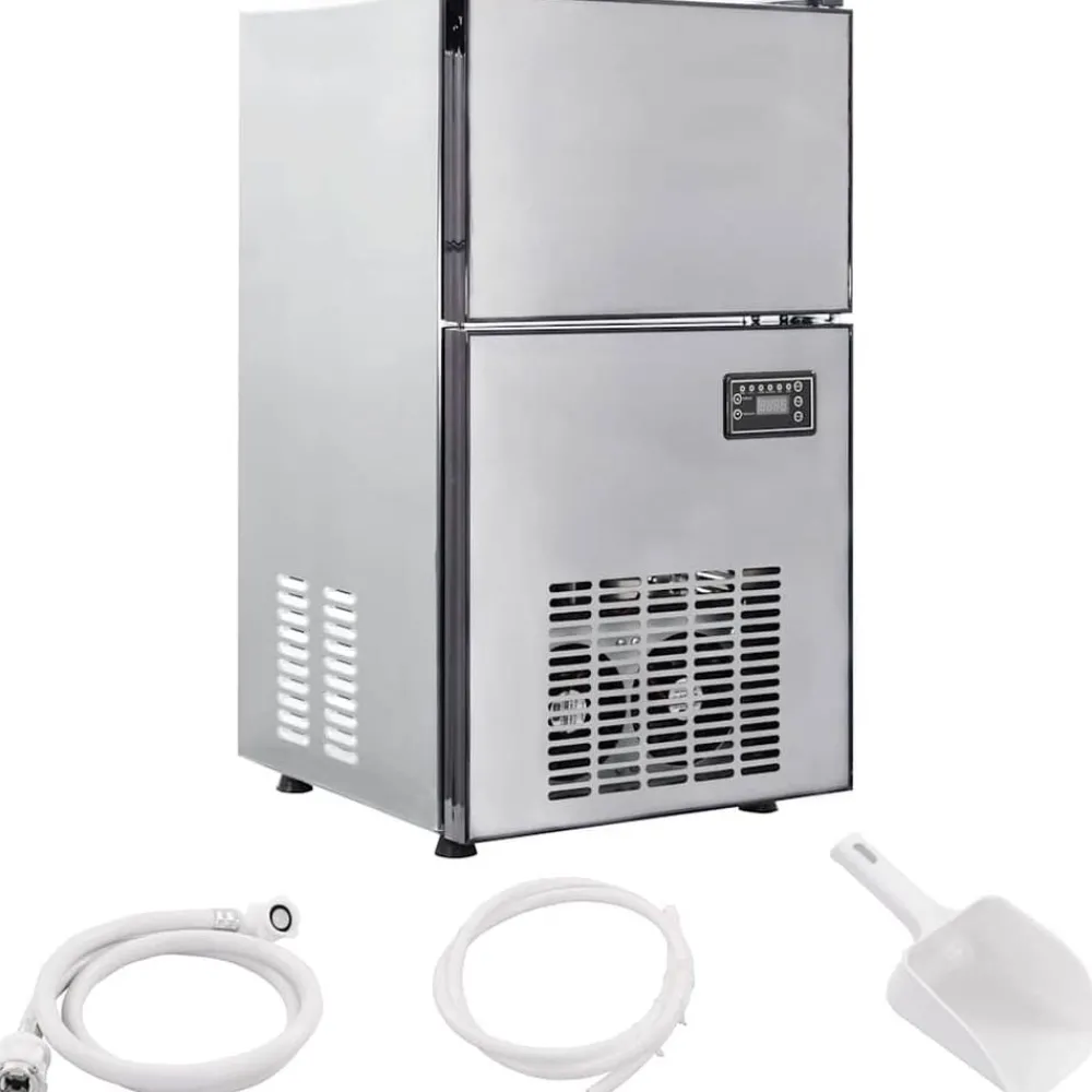 vidaXL Fabricant de cubes de glace avec porte Argenté 43 x 40 x 71 cm