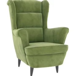 Fauteuils Et Chaises-vidaXL Fauteuil à oreilles avec tabouret velours Vert clair