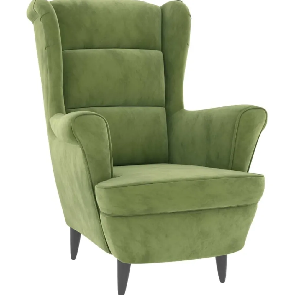 Fauteuils Et Chaises-vidaXL Fauteuil à oreilles avec tabouret velours Vert clair