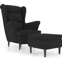 vidaXL Fauteuil à oreilles avec tabouret velours