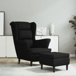 vidaXL Fauteuil à oreilles avec tabouret velours