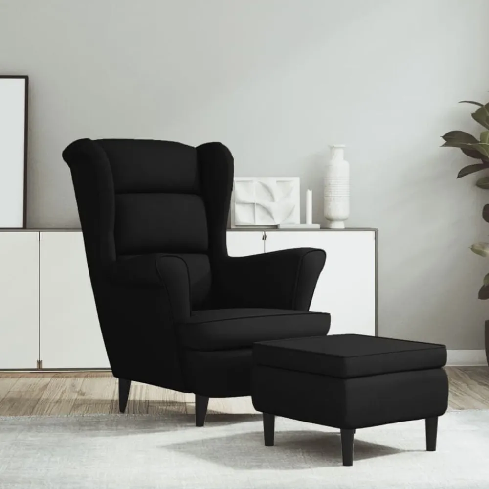 vidaXL Fauteuil à oreilles avec tabouret velours