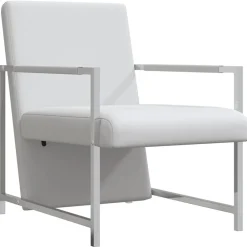 Fauteuils Et Chaises-vidaXL Fauteuil avec pieds chromés Similicuir Blanc