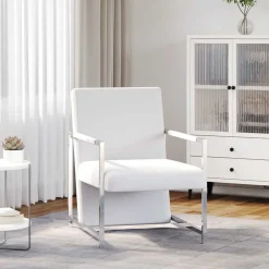 Fauteuils Et Chaises-vidaXL Fauteuil avec pieds chromés Similicuir Blanc