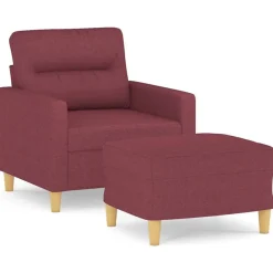 Canapés-vidaXL Fauteuil avec repose-pied 60 cm Tissu Rouge bordeaux