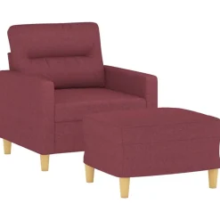 Canapés-vidaXL Fauteuil avec repose-pied 60 cm Tissu Rouge bordeaux