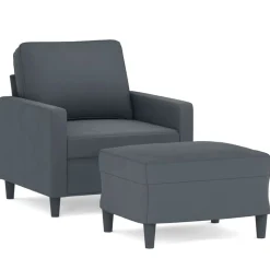 Canapés-vidaXL Fauteuil avec repose-pied 60 cm Velours Gris foncé