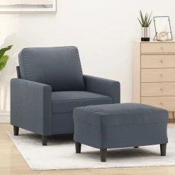 Canapés-vidaXL Fauteuil avec repose-pied 60 cm Velours Gris foncé