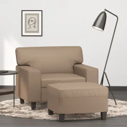 Canapés-vidaXL Fauteuil avec repose-pied 60 cm Similicuir Cappuccino