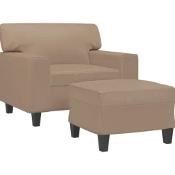 Canapés-vidaXL Fauteuil avec repose-pied 60 cm Similicuir Cappuccino