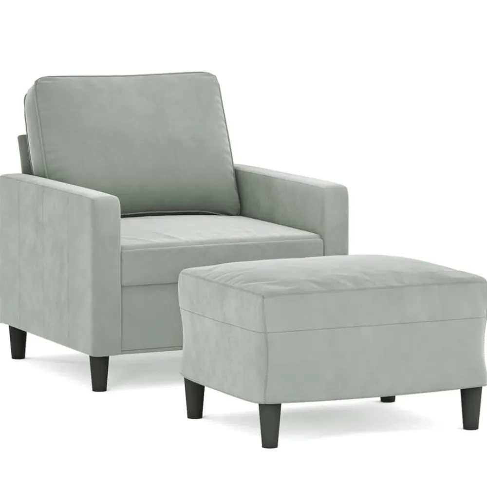 Canapés-vidaXL Fauteuil avec repose-pied 60 cm Velours Gris clair