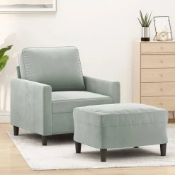 Canapés-vidaXL Fauteuil avec repose-pied 60 cm Velours Gris clair