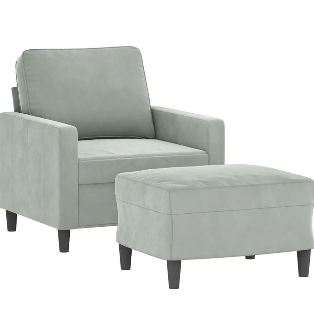Canapés-vidaXL Fauteuil avec repose-pied 60 cm Velours Gris clair