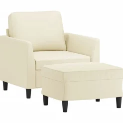 Canapés-vidaXL Fauteuil avec repose-pied Crème 60 cm Similicuir Crème