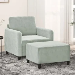 Canapés-vidaXL Fauteuil avec repose-pied Rose 60 cm Velours