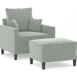 vidaXL Fauteuil avec repose-pied Noir 60 cm Velours
