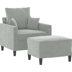 vidaXL Fauteuil avec repose-pied Noir 60 cm Velours
