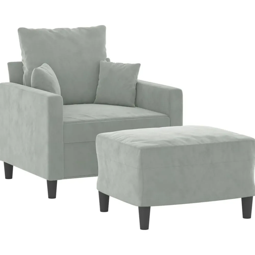 vidaXL Fauteuil avec repose-pied Noir 60 cm Velours