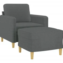 Canapés-vidaXL Fauteuil avec repose-pied 60 cm Tissu Gris foncé