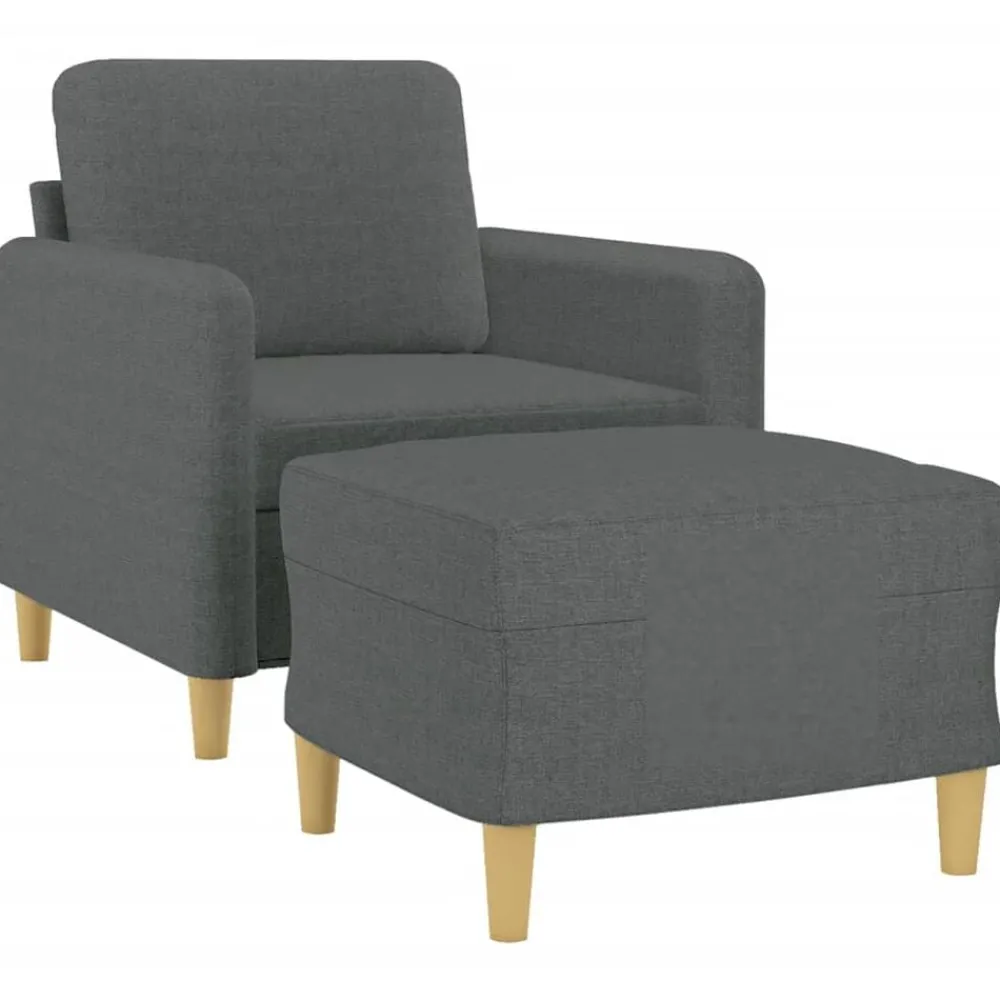 Canapés-vidaXL Fauteuil avec repose-pied 60 cm Tissu Gris foncé
