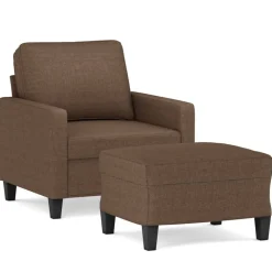 Canapés-vidaXL Fauteuil avec repose-pied 60 cm Tissu Marron