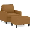 vidaXL Fauteuil avec repose-pied Marron 60 cm Velours