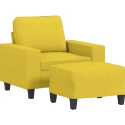 Canapés-vidaXL Fauteuil avec repose-pied 60 cm Tissu Jaune clair
