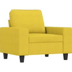 Canapés-vidaXL Fauteuil avec repose-pied 60 cm Tissu Jaune clair