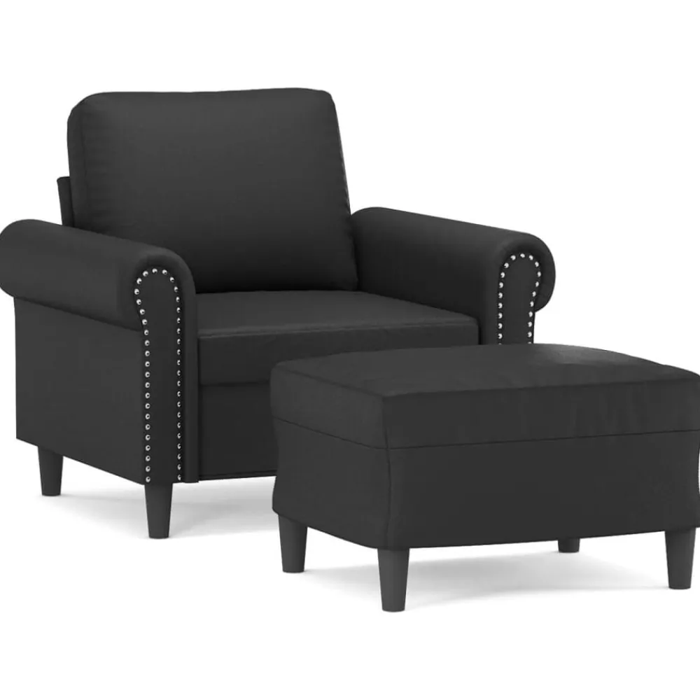 vidaXL Fauteuil avec repose-pied 60 cm Similicuir