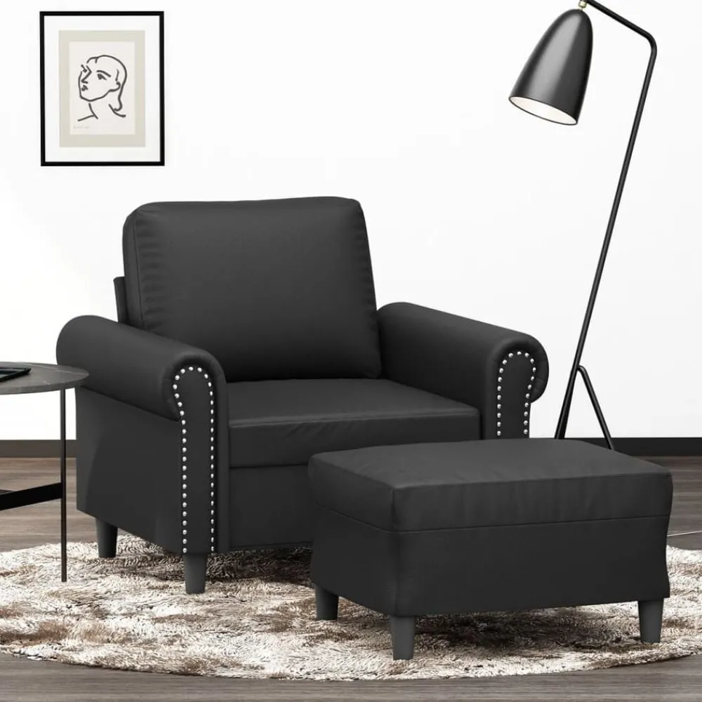 vidaXL Fauteuil avec repose-pied 60 cm Similicuir