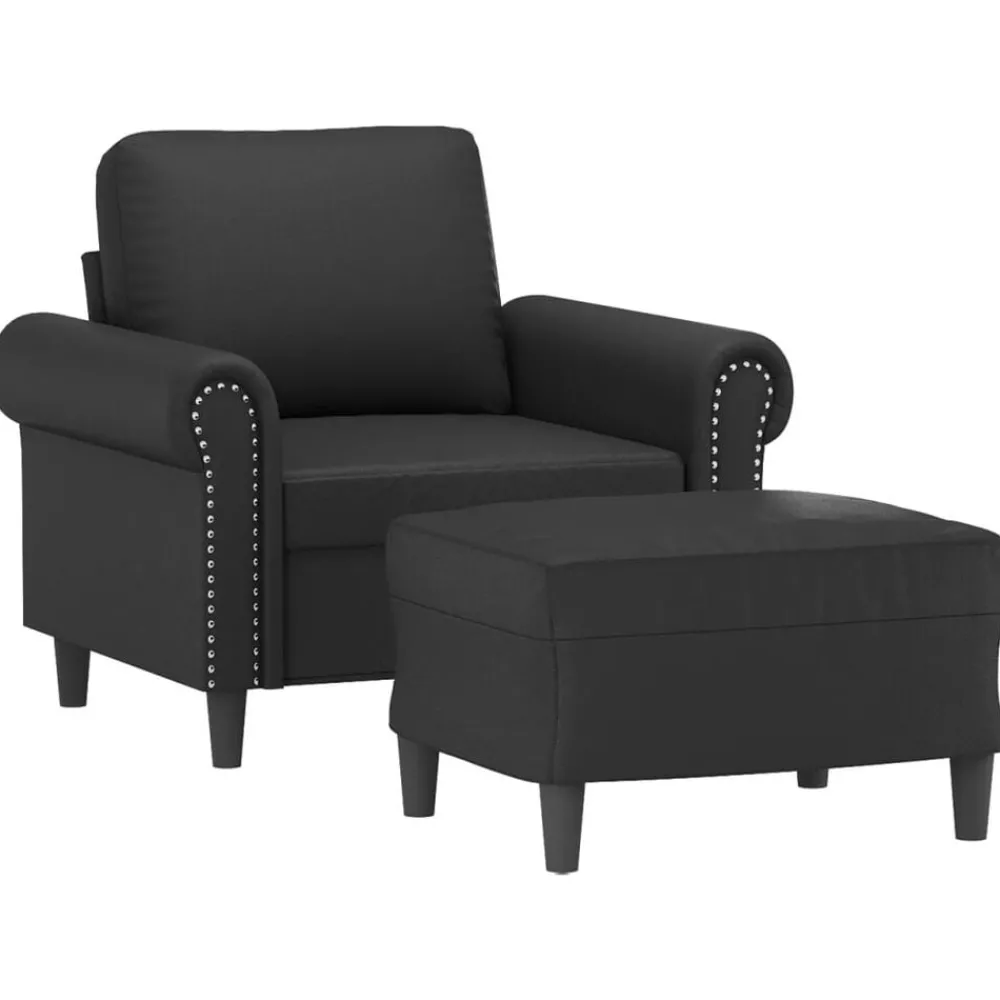 vidaXL Fauteuil avec repose-pied 60 cm Similicuir