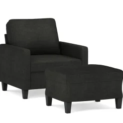 Canapés-vidaXL Fauteuil avec repose-pied 60 cm Tissu Noir