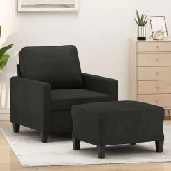 Canapés-vidaXL Fauteuil avec repose-pied 60 cm Tissu Noir