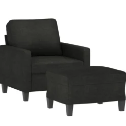 Canapés-vidaXL Fauteuil avec repose-pied 60 cm Tissu Noir