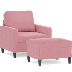 Canapés-vidaXL Fauteuil avec repose-pied 60 cm Velours Rose