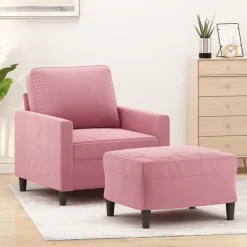 Canapés-vidaXL Fauteuil avec repose-pied 60 cm Velours Rose