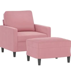 Canapés-vidaXL Fauteuil avec repose-pied 60 cm Velours Rose