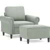 Canapés-vidaXL Fauteuil avec repose-pied jaune 60 cm velours