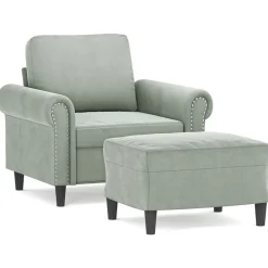 Canapés-vidaXL Fauteuil avec repose-pied jaune 60 cm velours