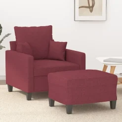 Canapés-vidaXL Fauteuil avec repose-pied 60 cm Tissu Rouge bordeaux