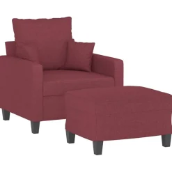 Canapés-vidaXL Fauteuil avec repose-pied 60 cm Tissu Rouge bordeaux