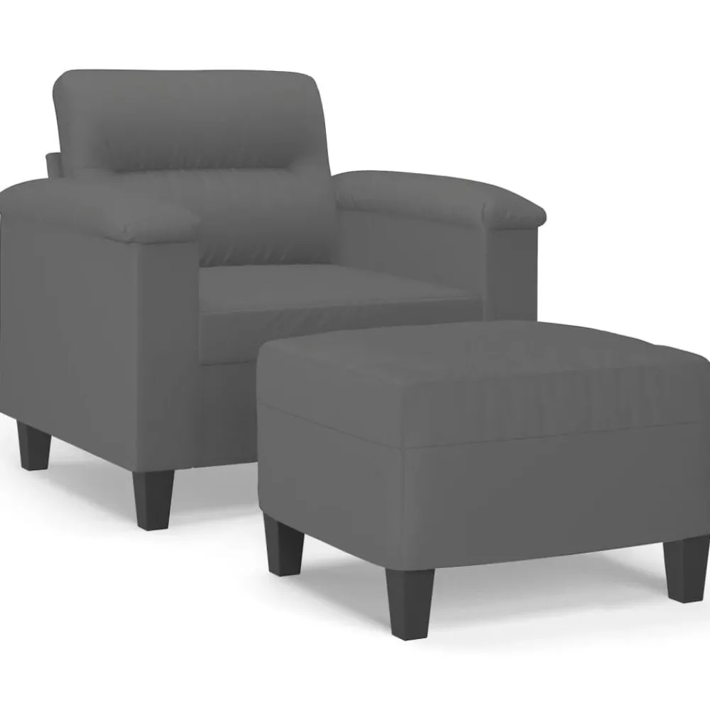 vidaXL Fauteuil avec repose-pied 60 cm Tissu microfibre